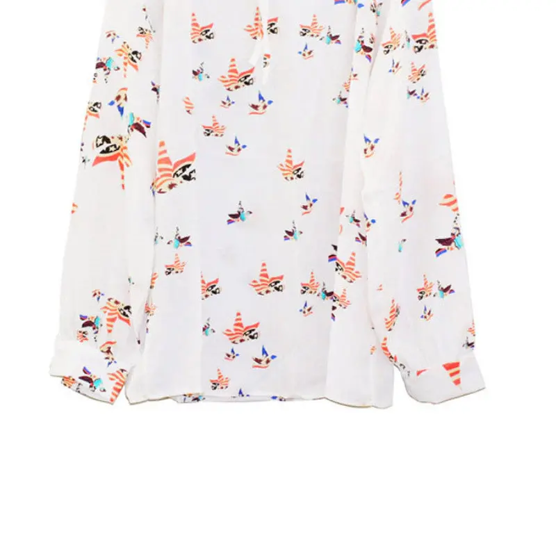 Women Casual Long Sleeve Tether Blouse Chiffon Floral Shirt 3