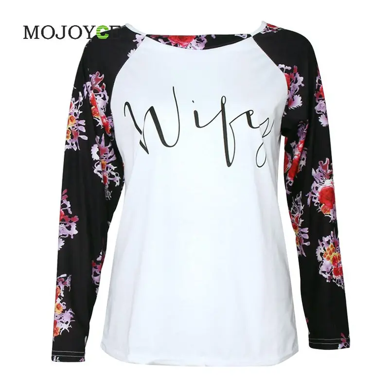 Women Casual Loose Long Sleeve Tee Shirt Floral Printed T-Shirt Blusa Women Tops Letter Crop Tops Tees 2