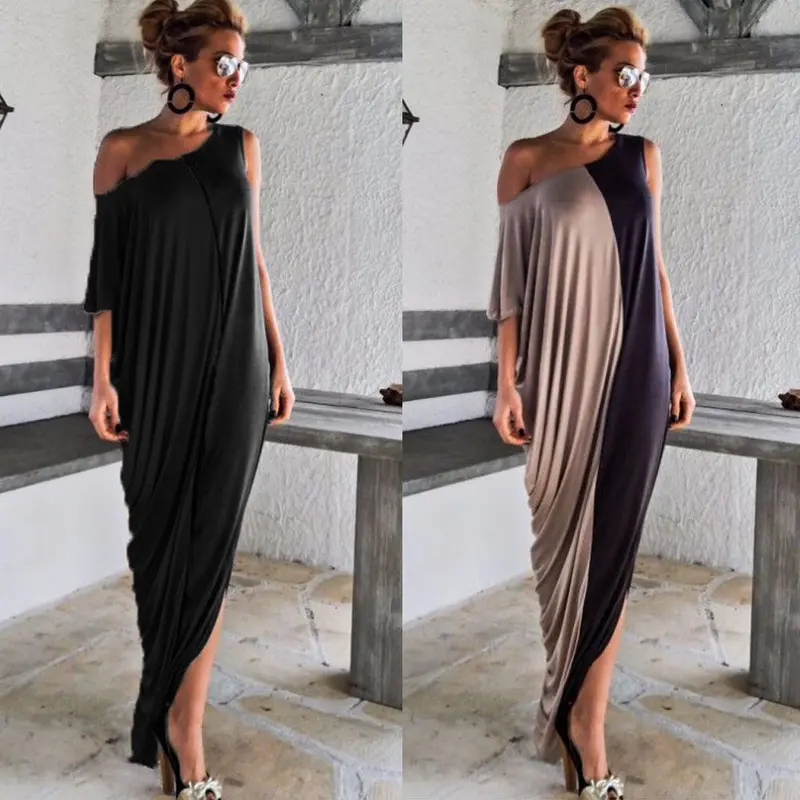 Women Casual Loose Off Shoulder Long Maxi Dress Plus Size Office Dress 3