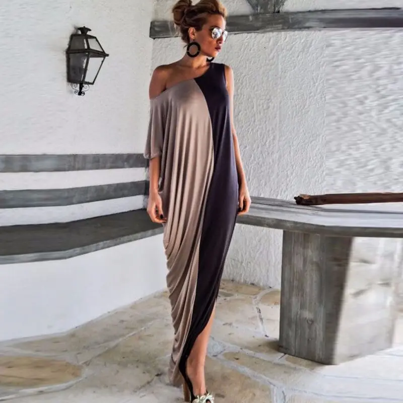 Women Casual Loose Off Shoulder Long Maxi Dress Plus Size Office Dress 5