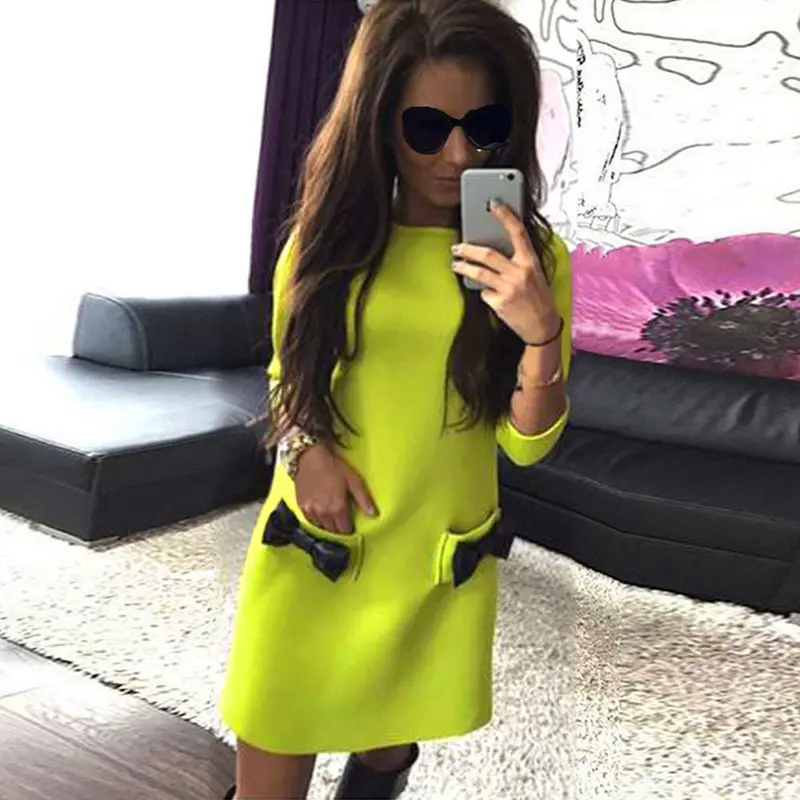 Women Casual Office Dress Party Three Quarter Retro Shift Dress Vestidos De Fiesta Short Mini S/M/L/Xl Feid 9