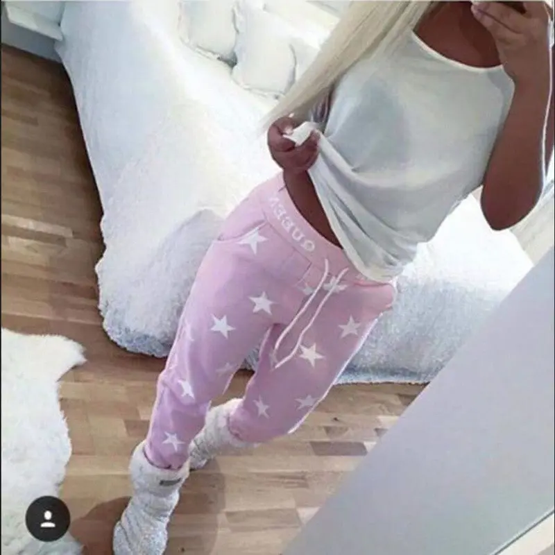 Women Casual Pants Print Star Sweatpants Women Casual Harem Long Trousers Plus Size X0284 4