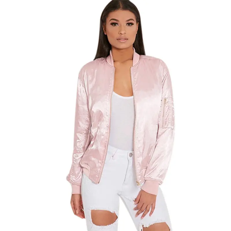 Women Casual Zipper Vintage Blazer Jacket Pink Coat Outwear Feida 1