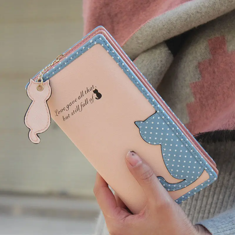 Women Cat Purse Long Wallet Bags Pu Walletss Card Holderr 1