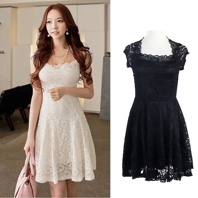 Women Clothing Vintage Party Bodycon Sexy Mini Lace Dress Black White Vestidos De Fiesta Dress Feida 3