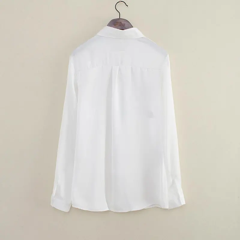 Women Clothing White Long Sleeve Rose Flower Chiffon Blouse Shirt Turn Down Collar Shirts Plus Size Blusas 3