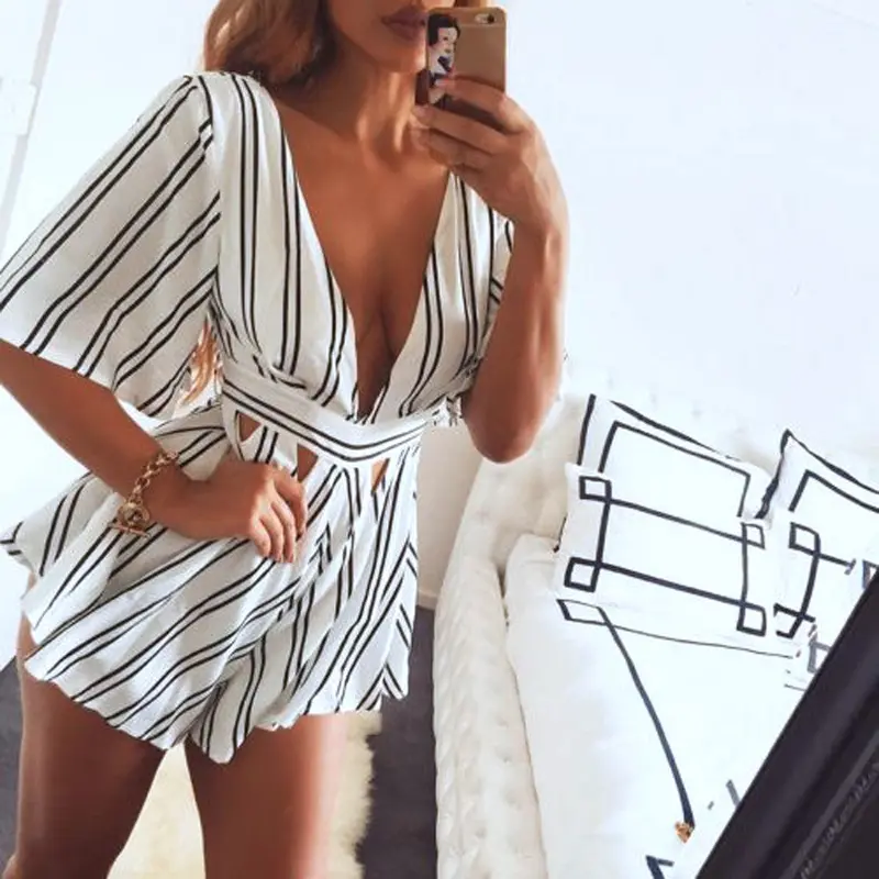 Women Clubwear V-Neck Playsuit Bodycon Party Jumpsuit Romper Trousers 3