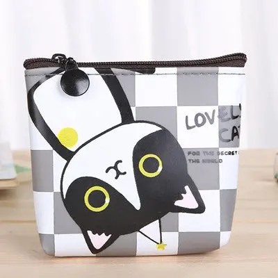 Women Coin Purse Girls Cute Cat Print Coins Purses Mini Wallet Bag Change Pouch Key Holder 3