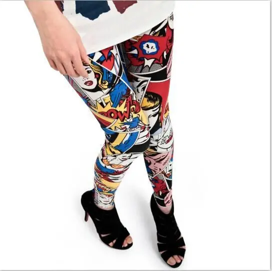 Women Comic Leggings Cartoon Printed Leggins Plus Size Stretch Girls Legging Punk Rock Leggin Disco Pants Evening Clubwear 1