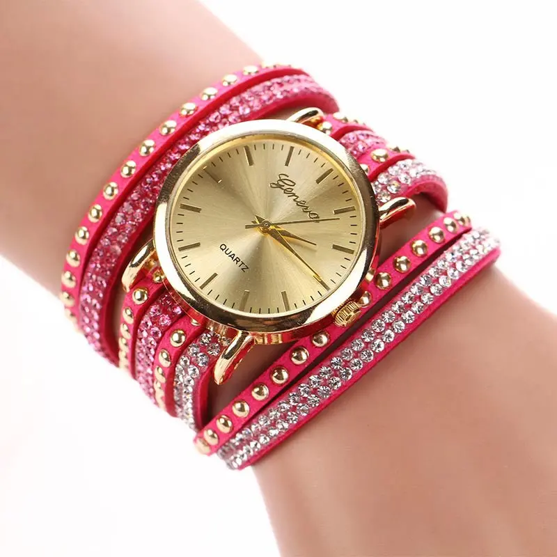 Women Crystal Bracelet Watch Quartz Braided Luxury Bling Girls Lady Dress Hour Mujer Wrist Watch Gifts 3