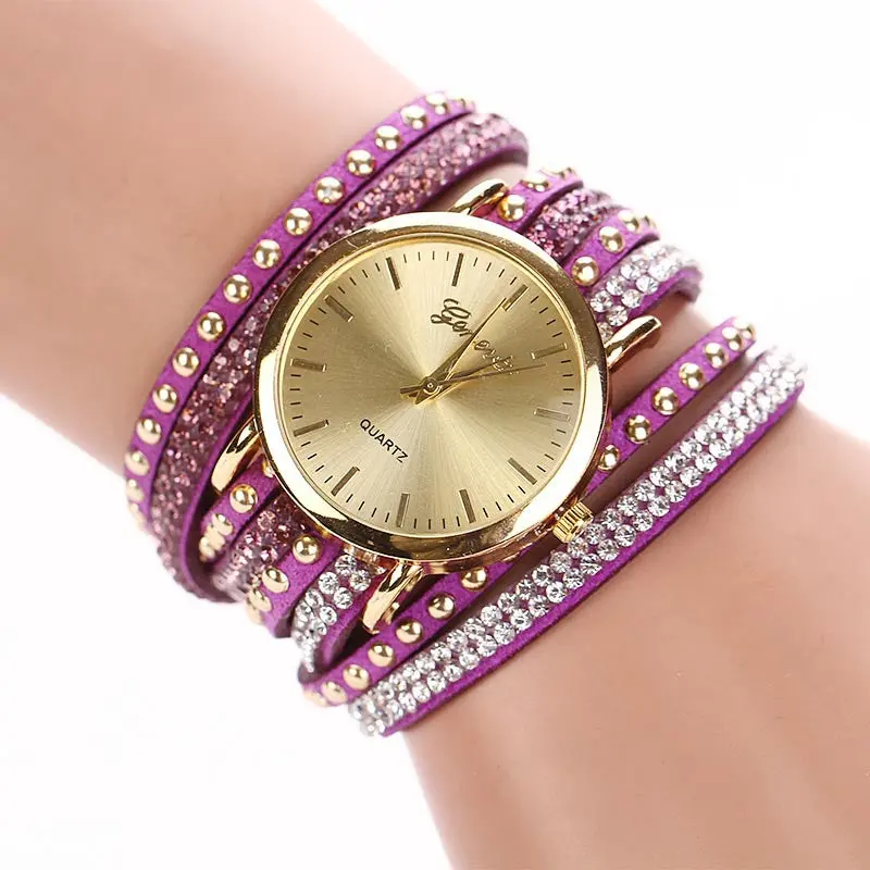 Women Crystal Bracelet Watch Quartz Braided Luxury Bling Girls Lady Dress Hour Mujer Wrist Watch Gifts 5