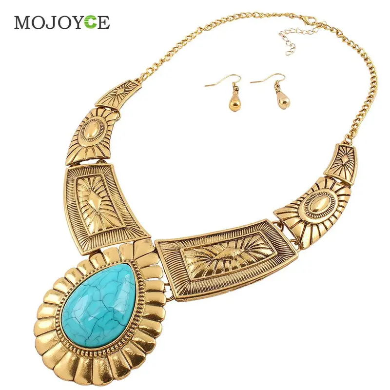 Women Crystal Rhinestone Chain Pendant Necklace Earrings Jewelry Set 1