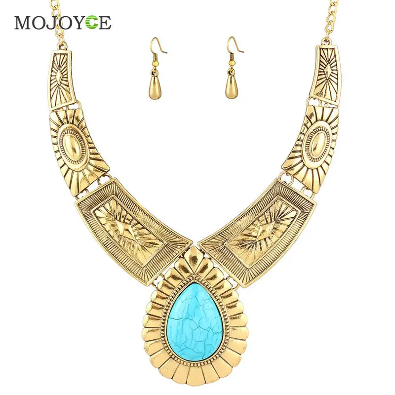 Women Crystal Rhinestone Chain Pendant Necklace Earrings Jewelry Set 2