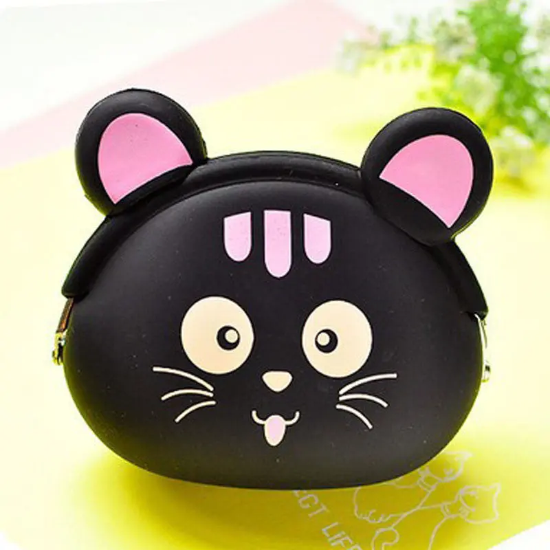 Women Cute Animals Pattern Mini Soft Silicone Coin Bags Surface Fastener Coin Purse 1