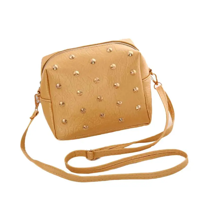 Women Cute Messenger Bags Rivet Shoulder Bag Leather Crossbody Bolsas Handbags 1