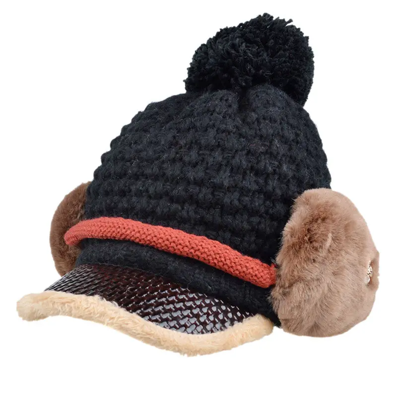 Women Design Hat Skullies Beanies Velvet Knit Warm Cap Headgear 4