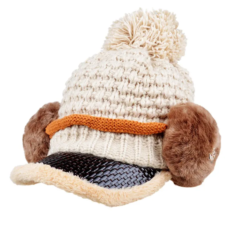 Women Design Hat Skullies Beanies Velvet Knit Warm Cap Headgear 6