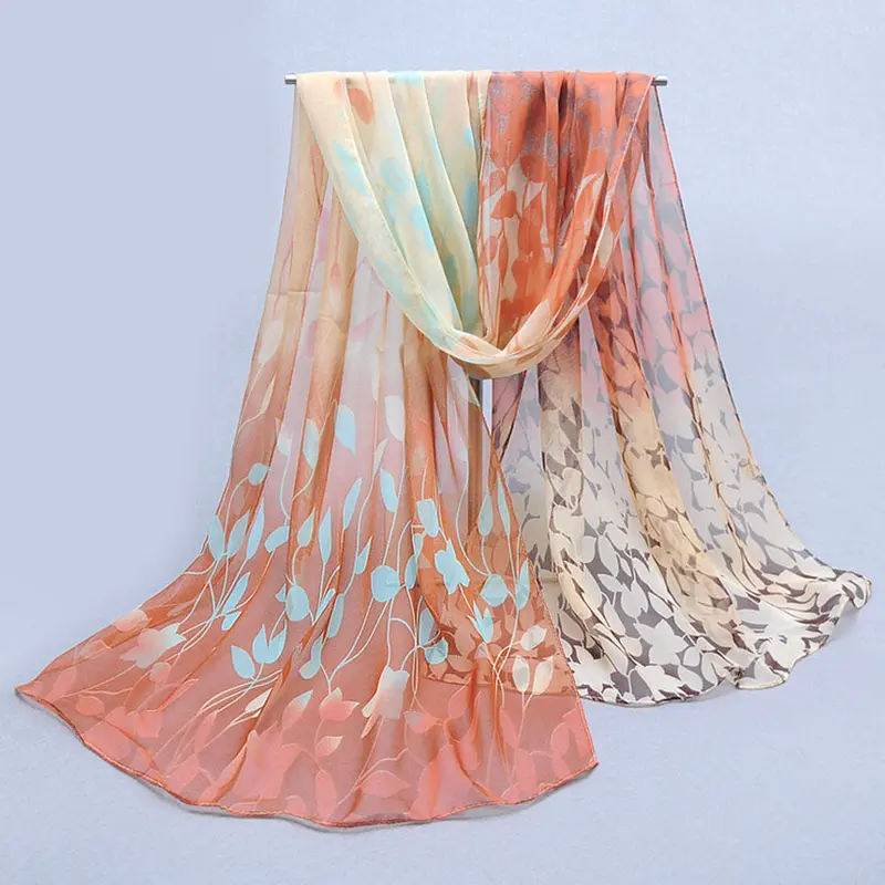 Women Design Printed Silk Soft Silk Chiffon Shawl Wrap Wraps Scarf Scarves 2
