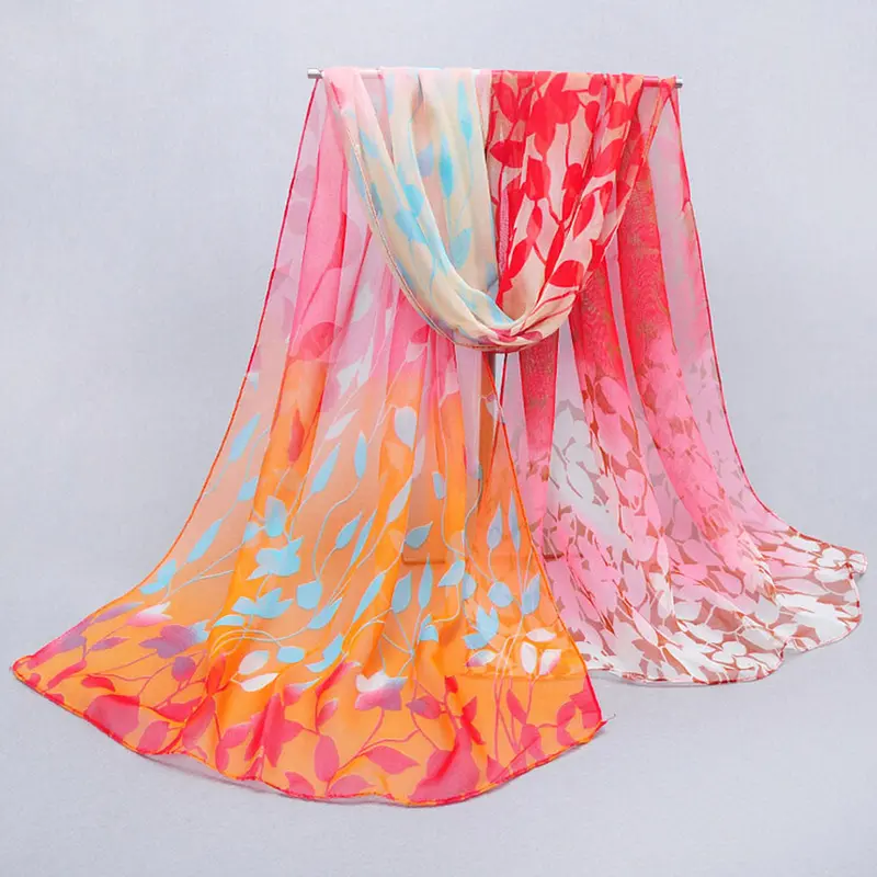 Women Design Printed Silk Soft Silk Chiffon Shawl Wrap Wraps Scarf Scarves 5