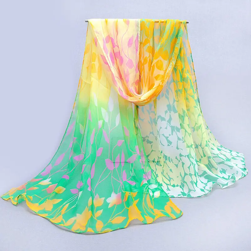 Women Design Printed Silk Soft Silk Chiffon Shawl Wrap Wraps Scarf Scarves 7