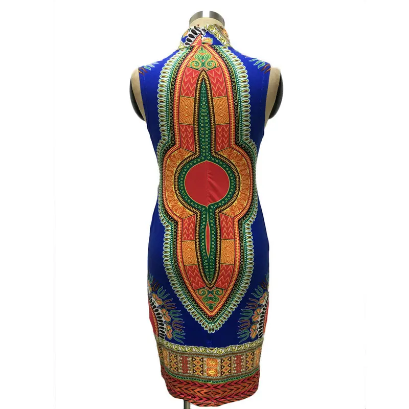 Women Dress African Print Bodycon Dresses Slim Plus Size Xl Casual Straight Bohemia Sleeveless Mini Vestidos Fall 4