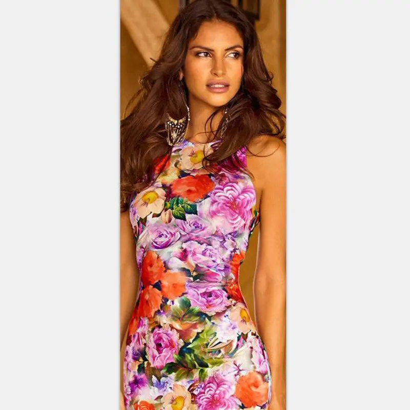 Women Dress Design Woman Dresses Elegant Floral Printed Slim Package Hip Split Cheongsam Party Pencil Vestidos 3