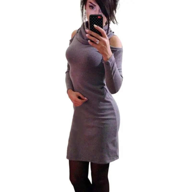 Women Dress Fashion Bodycon Strapless Long Sleeve Package Hip Dress Sexy Club Evening Party Dress 1