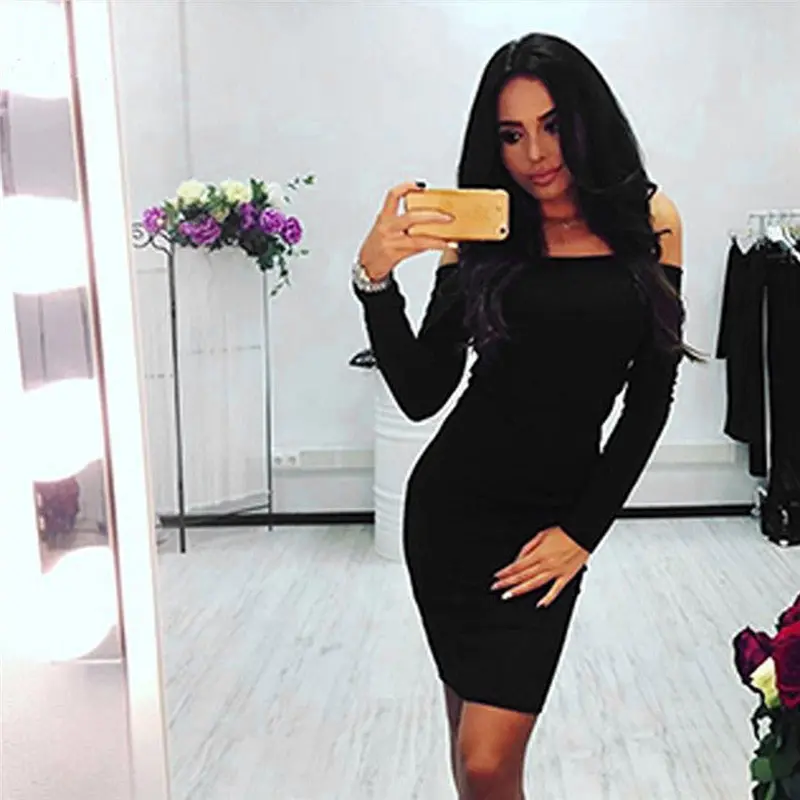 Women Dress Ladies Package Hip Slim Sweater Dress Red Elbise Plus Size Women Clothing Fast Shipping Women's Dresses 1