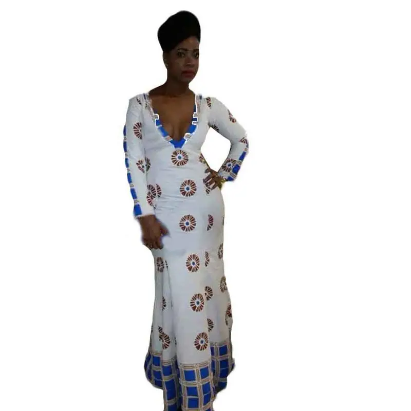 Women Dress Long Dresses Backless Skintight Casual Traditional African Printed Plus Size Bodycon Long Sleeve Party Vestidos 1