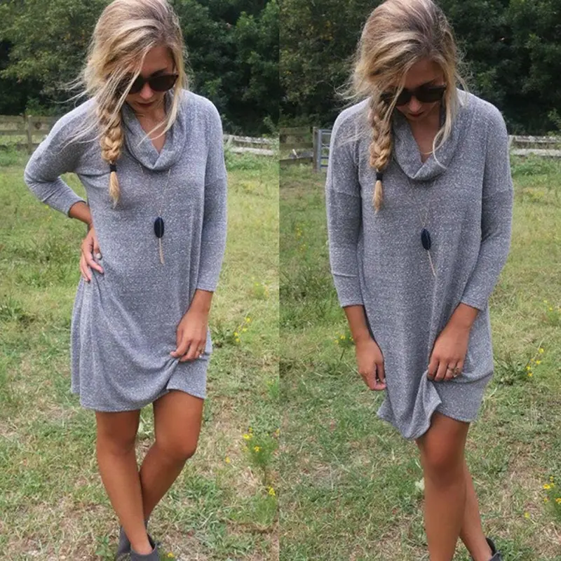 Women Dress Long Sleeve Sweater Casual Dresses Roupas Femininas Vestidos 4