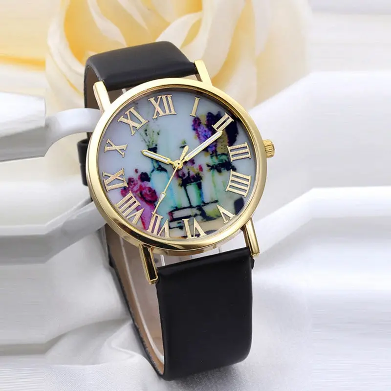 Women Dress Quartz Watch Relojes Luxury Relogio Feminino S Women Vases Printed Clock 1