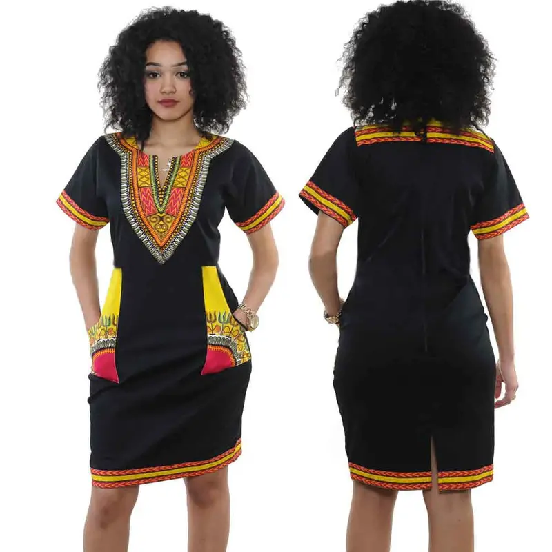 Women Dress Sexy Ethnic Style Printed Vneck Plus Size Casual Short Sleeve Mini Dresses Saias Femininas Vestidos 6