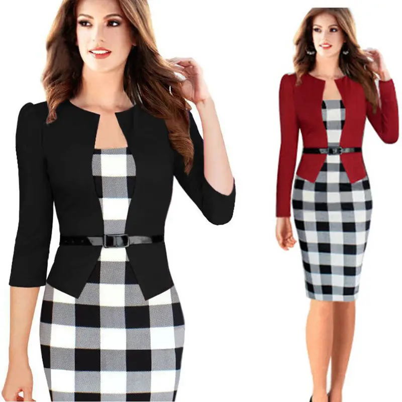 Women Dress Sexy Pencil Bodycon Vestidos Elegent Ol Office Outwear Formal Vestidos Festa With Belt 3
