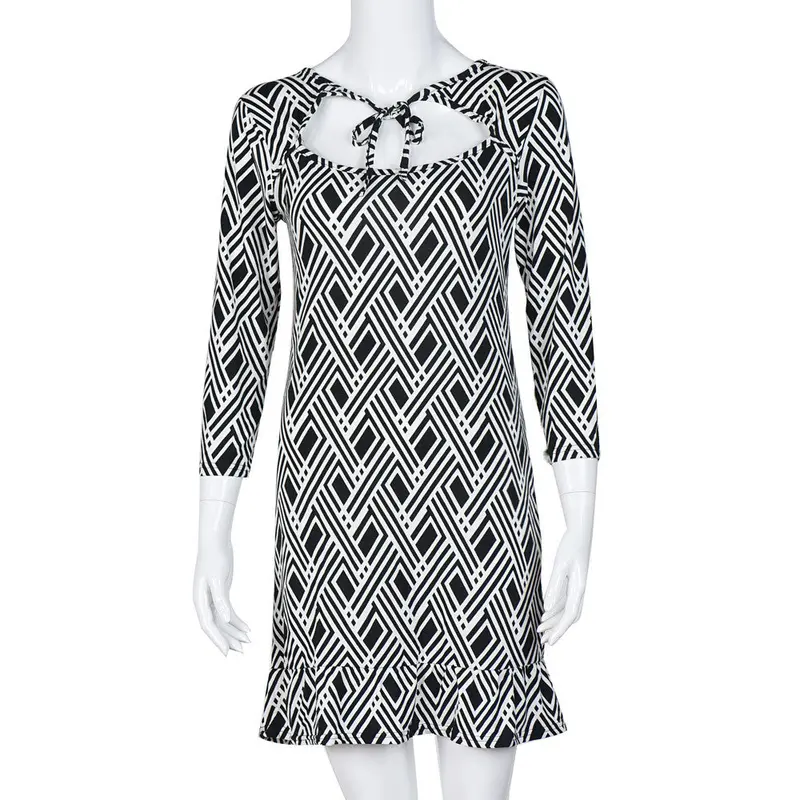 Women Dress Sexy Vestido Slim Package Hip Pleated Black And White Printing Plus Size Casual Loose Vestidos De Festa Bodysuit 4