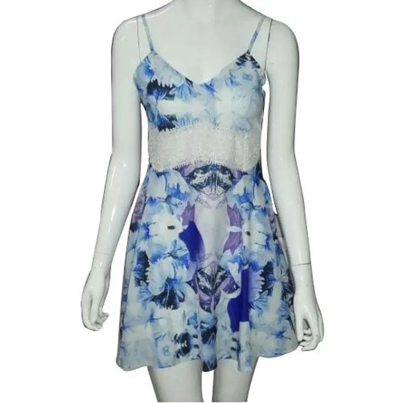 Women Dress Sleeveless Flower Print Vestidos Slim Wave Sexy Girl Beach Casual Dress 2