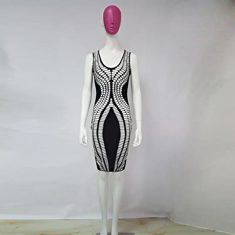 Women Dress Sleeveless Slim Hip Sexyclub Dress Bodycon Dresses Women Cocktail Party Dresses Vestidos 4