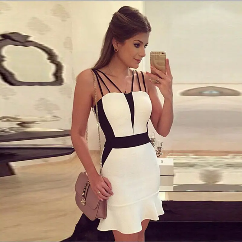 Women Dress Sleeveless Vestir Package Hip Sexy Vestidos Bodycon Bandage Office Mini Dresses Plus Size Robe 3