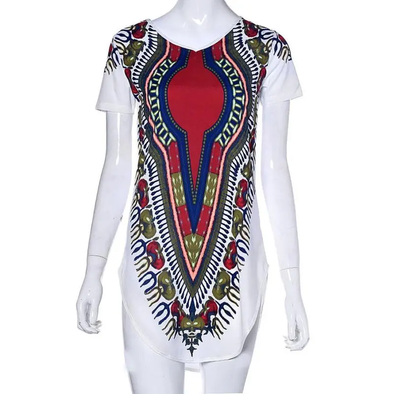 Women Dress Traditional African Print Dashiki Party Dresses Short Sleeve T Shirt Dress Plus Size Tops 3