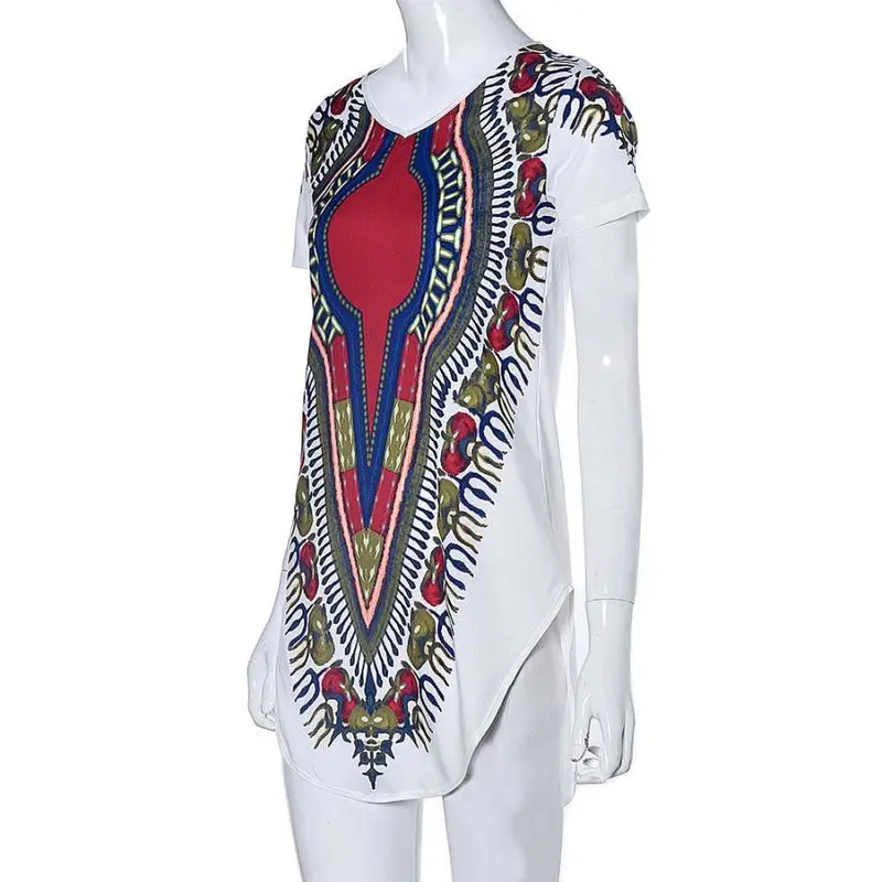 Women Dress Traditional African Print Dashiki Party Dresses Short Sleeve T Shirt Dress Plus Size Tops 4
