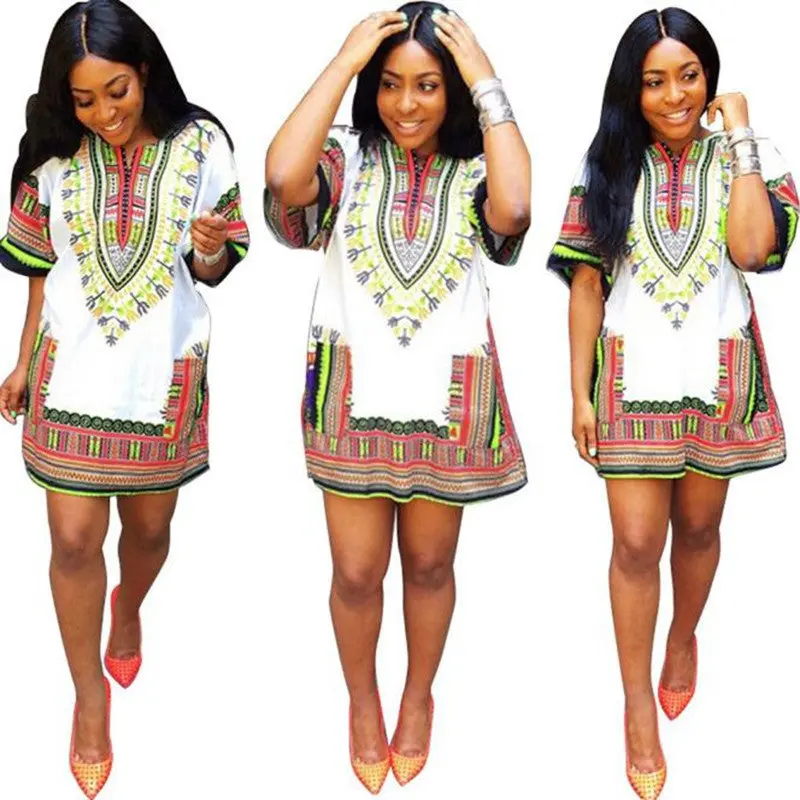 Women Dress Traditional African Printing Dress Casual Straight Mini Dresses Vestido De Festa Large Size Xl 4