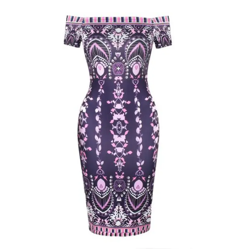 Women Dress Vestido Sexy Off The Shoulder Traditional African Printing Dashiki Bodycon Sexy Short Sleeve Party Dresses Plus Size 4