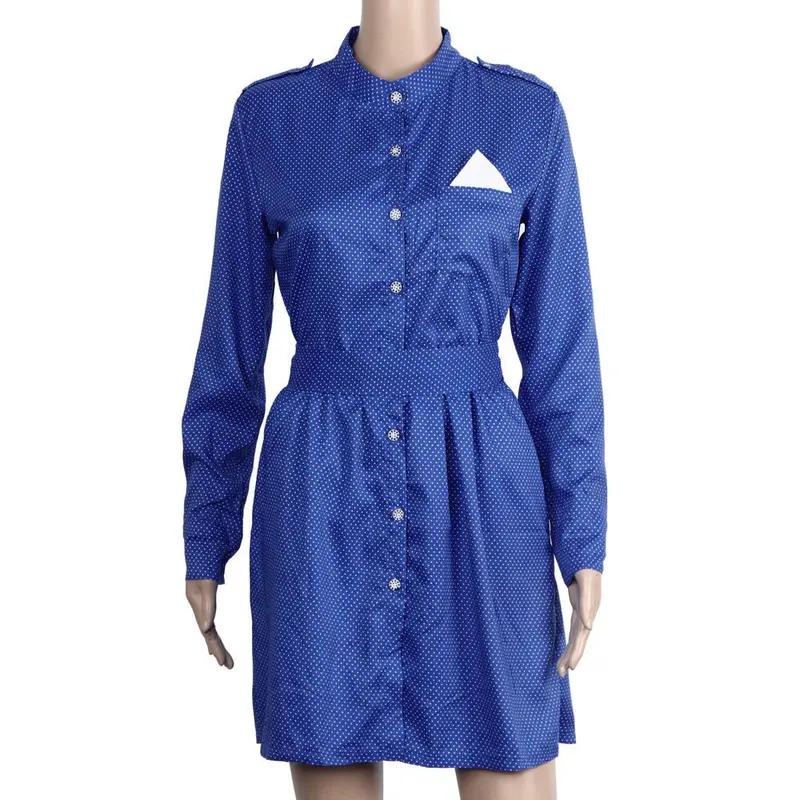Women Dress Vestidos F Dot Decoration Long Sleeve Thin Models Slim Sexy Mini Dress Shirt Dress Robe 4