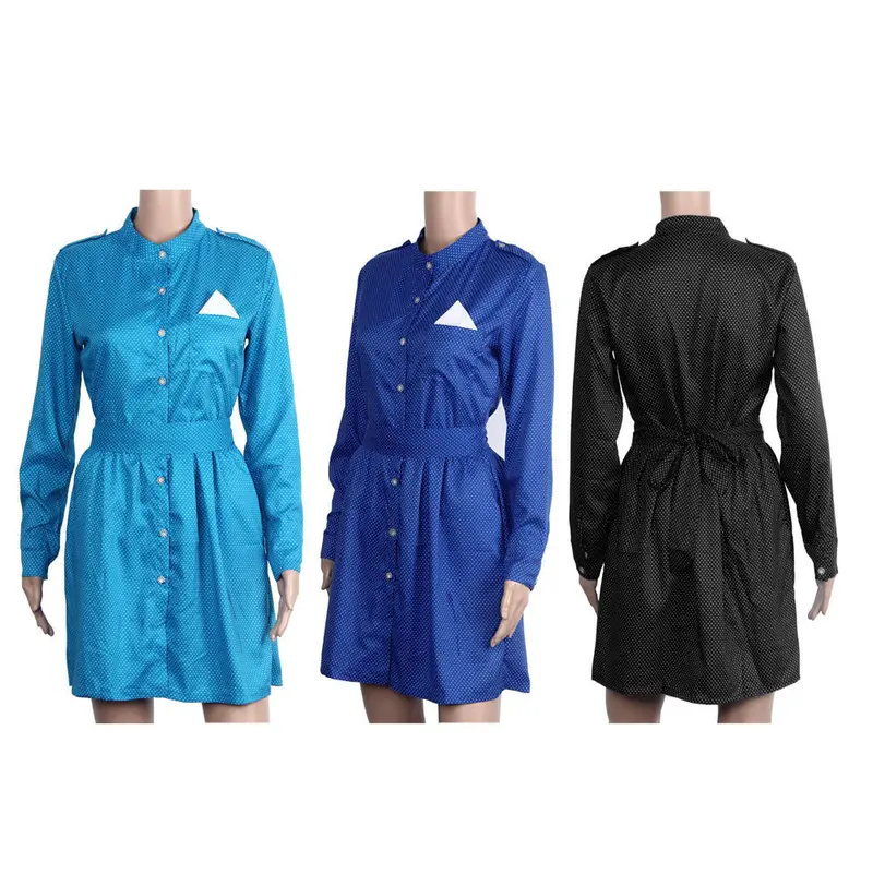 Women Dress Vestidos F Dot Decoration Long Sleeve Thin Models Slim Sexy Mini Dress Shirt Dress Robe 5