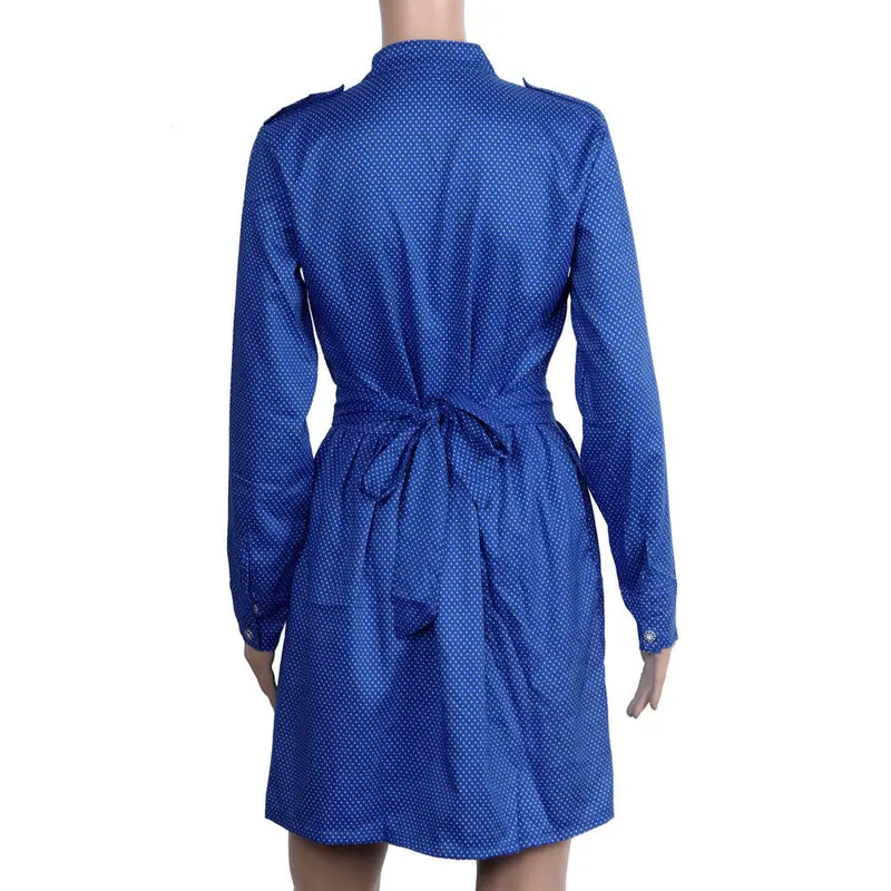Women Dress Vestidos F Dot Decoration Long Sleeve Thin Models Slim Sexy Mini Dress Shirt Dress Robe 6