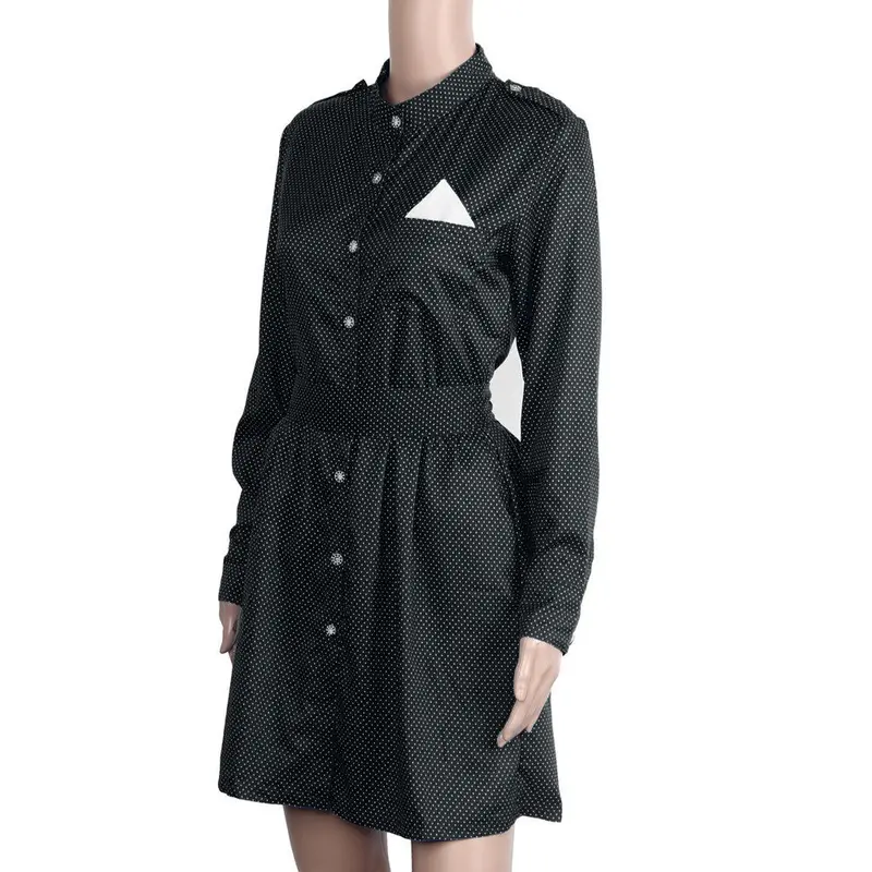 Women Dress Vestidos F Dot Decoration Long Sleeve Thin Models Slim Sexy Mini Dress Shirt Dress Robe 7