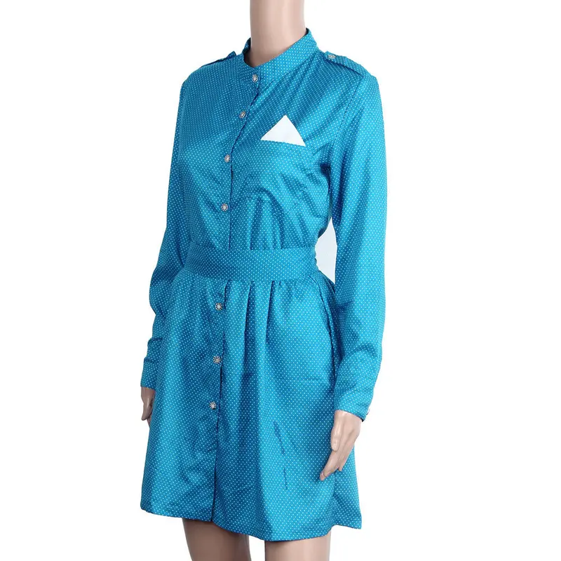 Women Dress Vestidos F Dot Decoration Long Sleeve Thin Models Slim Sexy Mini Dress Shirt Dress Robe 8