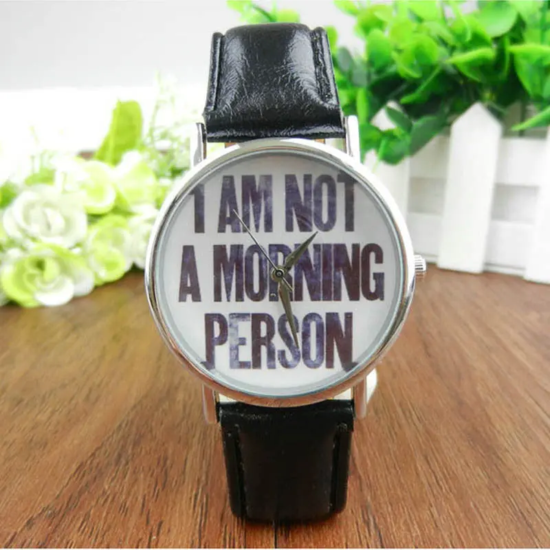 Women Dress Watch English Letters Women Men Leather Band Quartz Wrist Watch Casual Relogio Feminino 1