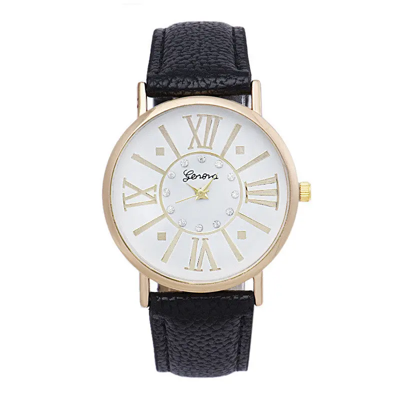 Women Dress Watch Leather Watch Women Lady Luxury Quartz Wristwatch Watches Roman Numerals Bling Crystal Relojes 1