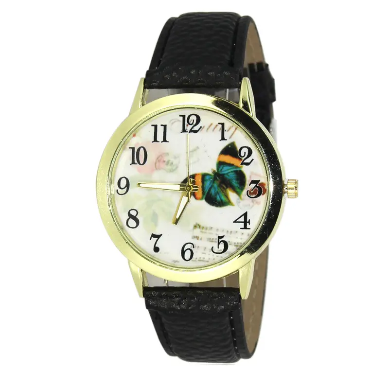 Women Dress Watch Luxury Casual Quartz Watch Women Bling Clock Crystal Butterfly Printed Reloj Montre 1