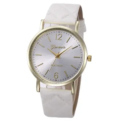 Women Dress Watches Casual Geneva Clock Roman Pu Leather Band Analog Quartz Wrist Watch Relogio 11